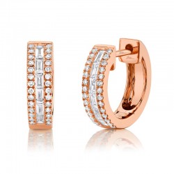 0.34ct 14k Rose Gold Diamond Baguette Huggie Earring